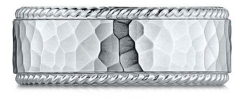 Benchmark-10k-White-Gold-8mm-Comfort-Fit-Rope-Edge-Hammered-Finish-Design-Band--Size-4.25--CF6846710KW04.25
