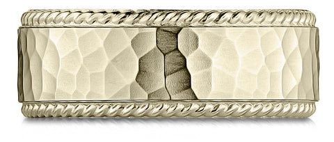 Benchmark-18k-Yellow-Gold-8mm-Comfort-Fit-Rope-Edge-Hammered-Finish-Design-Band--Size-4.25--CF6846718KY04.25