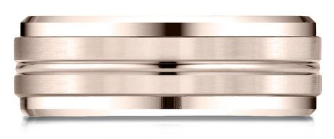 Benchmark-14k-Rose-Gold-8mm-Comfort-Fit-Drop-Bevel-Satin-Center-Cut-Design-Band--Size-4.25--CF6848414KR04.25