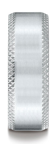 Benchmark-Palladium-8mm-Comfort-Fit-Satin-Finished-Cross-Hatched-Beveled-Edge-Carved-Design-Band-Sz-4.5--CF68485PD04.5