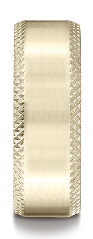Benchmark-18K-Yellow-Gold-8mm-Comfort-Fit-Satin-Finish-Cross-Hatched-Beveled-Edge-Band--Size-4.5--CF6848518KY04.5