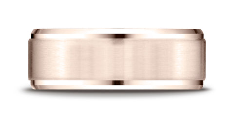 Benchmark-14k-Rose-Gold-8mm-Comfort-Fit-Satin-Finished-Drop-Beveled-Edge-Carved-Design-Band--Size-4.25--CF6848614KR04.25
