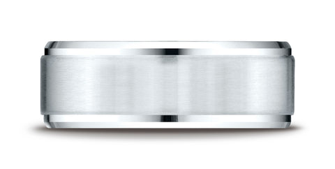 Benchmark-Platinum-8mm-Comfort-Fit-Satin-Finished-Drop-Beveled-Edge-Carved-Design-Wedding-Band--Size-4.25--CF68486PT04.25