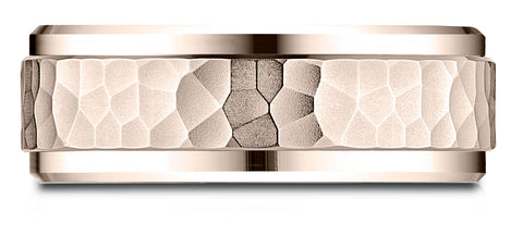 Benchmark-14k-Rose-Gold-8mm-Comfort-Fit-Drop-Bevel-Hammered-Finish-Design-Band--Size-4.25--CF6849014KR04.25