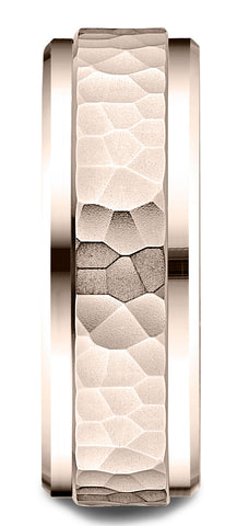 Benchmark-14k-Rose-Gold-8mm-Comfort-Fit-Drop-Bevel-Hammered-Finish-Design-Band--Size-4.5--CF6849014KR04.5