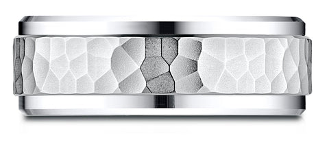 Benchmark-Platinum-8mm-Comfort-Fit-Drop-Bevel-Hammered-Finish-Design-Band--Size-4.25--CF68490PT04.25