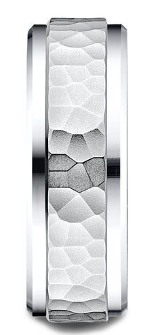 Benchmark-18k-White-Gold-8mm-Comfort-Fit-Drop-Bevel-Hammered-Finish-Design-Band--Size-4.5--CF6849018KW04.5