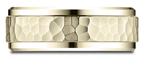 Benchmark-14k-Yellow-Gold-8mm-Comfort-Fit-Drop-Bevel-Hammered-Finish-Design-Band--Size-4.25--CF6849014KY04.25