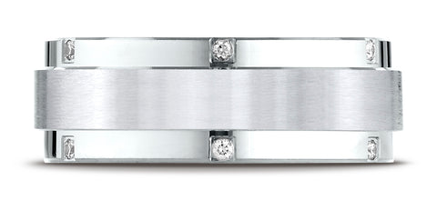 Benchmark-18K-White-Gold-8mm-Comfort-Fit-Pave-set-12-Stone-Diamond-Wedding-Band-Ring--.12Ct.--Size-4.25--CF6871618KW04.25