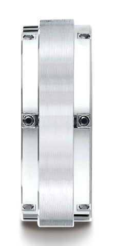 Benchmark-18K-White-Gold-8mm-Comfort-Fit-Pave-set-12-Stone-Black-Diamond-Wedding-Band--.12Ct.--Size-4.5--CF6871718KW04.5