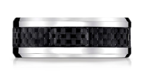 Benchmark-Cobaltchrome-8-mm-Comfort-Fit-Carbon-Fiber-Inlay-Design-Wedding-Band-Ring--Size-6.5--CF68900CFCC06.5