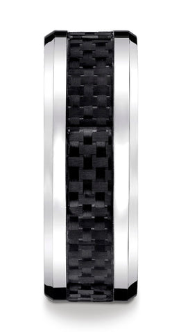 Benchmark-Cobaltchrome-8-mm-Comfort-Fit-Carbon-Fiber-Inlay-Design-Wedding-Band-Ring--Size-7--CF68900CFCC07