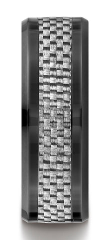 Benchmark-Cobaltchrome-8-mm-Comfort-Fit-Wedding-Band-Ring-with-White-Carbon-Fiber-Inlay--Size-7--CF68901CFCC07