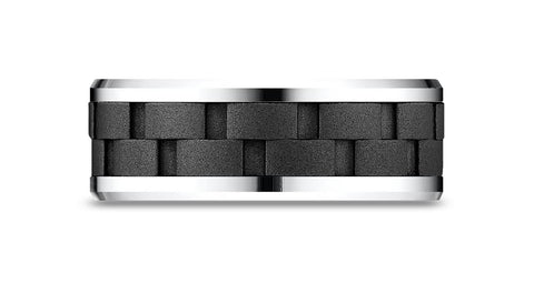 Benchmark-Blackened-Cobalt-8mm-Comfort-Fit-Beveled-Edge-Satin-Finish-Link-Pattern-Design-Ring--Sz-6.5--CF68943BKCC06.5