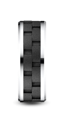 Benchmark-Blackened-Cobalt-8mm-Comfort-Fit-Beveled-Edge-Satin-Finish-Link-Pattern-Design-Ring--Size-7--CF68943BKCC07