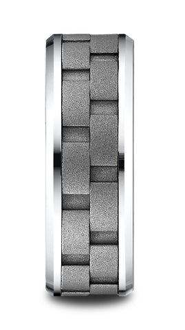 Benchmark-Cobaltchrome-8mm-Comfort-Fit-Beveled-Edge-Sandblasted-Satin-Finish-Link-Pattern-Dsn-Ring--7--CF68943CC07