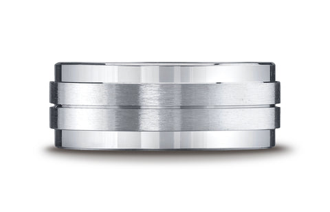Benchmark-Argentium-Silver-9-mm-Comfort-Fit-Satin-Finished-with-Center-Cut-Design-Wedding-Band--Size-6.5--CF69352SV06.5