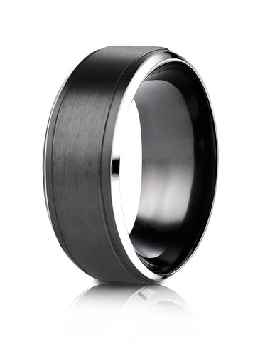 Benchmark Cobaltchrome 9mm Comfort-Fit Satin-Finished Stair-Step Edge Design Ring, (Sizes 6-14)