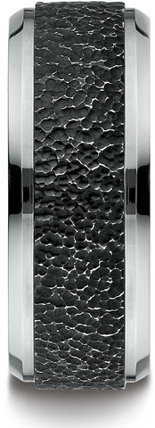 Benchmark-Cobaltchrome-9-mm-Comfort-Fit-Black-Micro-Hammered-Wedding-Band-Ring--Size-7.5--CF69487CC07.5