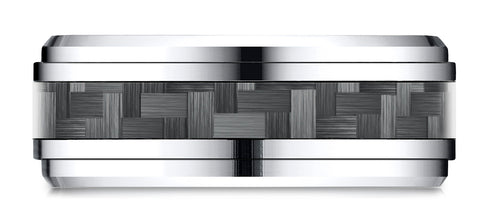 Benchmark-Cobaltchrome-9mm-Comfort-Fit-Drop-Beveled-Edge-Grey-Carbon-Fiber-Design-Ring--Size-6.5--CF69488CFCC06.5