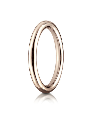 Benchmark 14K Rose Gold 2.5mm Comfort-Fit High Polished Round Carved Design Wedding Band Ring