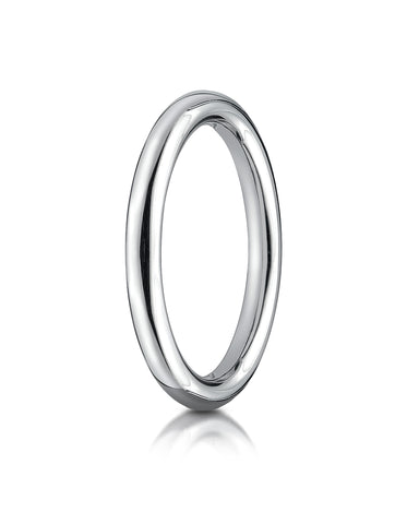 Benchmark 14K White Gold 2.5mm Comfort-Fit High Polished Round Carved Design Wedding Band Ring