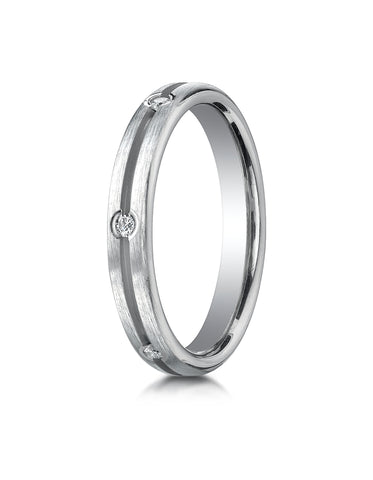 Benchmark 18K White Gold 3.5mm Comfort-Fit Bezel Set 6-Stone Diamond Eternity Wedding Band (0.12 ct.)