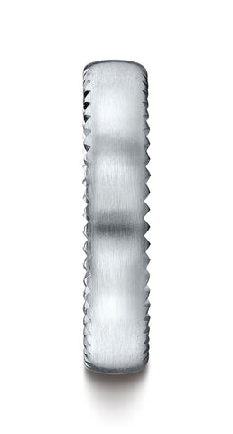Benchmark-14K-White-Gold-4.5mm-Comfort-Fit-Satin-Finished-Rivet-Coin-Edging-Carved-Design-Band--Size-4.5--CF71452514KW04.5
