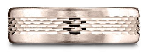 Benchmark-14k-Rose-Gold-6.5mm-Comfort-Fit-Mesh-Center-Satin-Finish-Edge-Design-Band--Size-4.25--CF71650714KR04.25