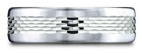 Benchmark-18k-White-Gold-6.5mm-Comfort-Fit-Mesh-Center-Satin-Finish-Edge-Design-Band--Size-4.25--CF71650718KW04.25
