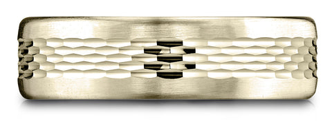 Benchmark-18k-Yellow-Gold-6.5mm-Comfort-Fit-Mesh-Center-Satin-Finish-Edge-Design-Band--Size-4.25--CF71650718KY04.25