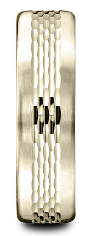 Benchmark-14k-Yellow-Gold-6.5mm-Comfort-Fit-Mesh-Center-Satin-Finish-Edge-Design-Band--Size-4.5--CF71650714KY04.5