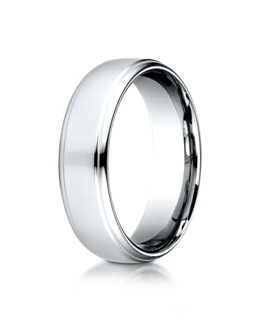 Benchmark Palladium 6.5mm Comfort-Fit Drop Edge High Polish Design Band, (Sizes 4-14)