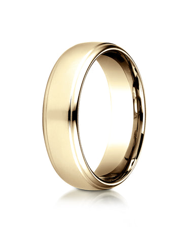Benchmark 18k Yellow Gold 6.5mm Comfort-Fit Drop Edge High Polish Design Band, (Sizes 4-14)