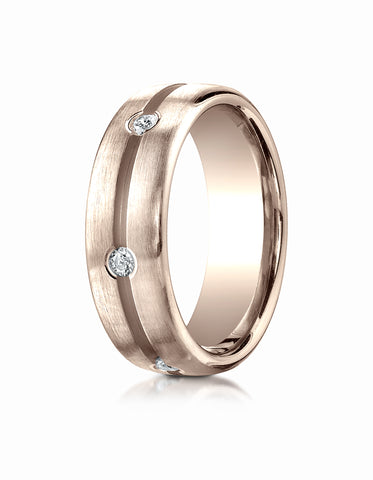 Benchmark 14K Rose Gold 7.5mm Comfort-Fit Bezel Set 6-Stone Diamond Eternity Wedding Ring (0.36 ct.)