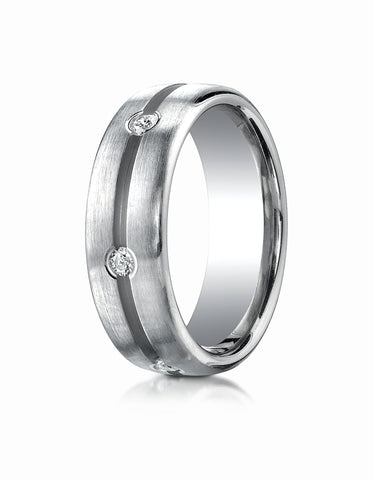 Benchmark 14K White Gold 7.5mm Comfort-Fit Bezel Set 6-Stone Diamond Eternity Wedding Band (0.36 ct.)