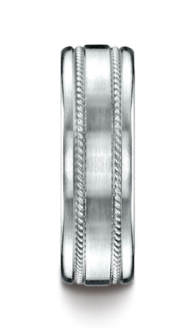 Benchmark-18k-White-Gold-7.5mm-Comfort-Fit-Satin-Finished-Rope-Carved-Design-Wedding-Band-Ring--Size-4.5--CF71750418KW04.5