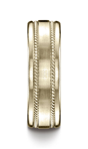Benchmark-18K-Yellow-Gold-7.5mm-Comfort-Fit-Satin-Finished-Rope-Carved-Design-Wedding-Ring--Size-4.5--CF71750418KY04.5