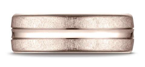 Benchmark-14K-Rose-Gold-7.5mm-Comfort-Fit-Swirled-Finish-Center-Convex-Cut-Design-Wedding-Band--Size-4.25--CF71750614KR04.25