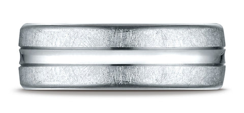 Benchmark-Platinum-7.5mm-Comfort-Fit-Swirled-Finish-Center-Convex-Cut-Design-Wedding-Band-Ring--Size-4.25--CF717506PT04.25