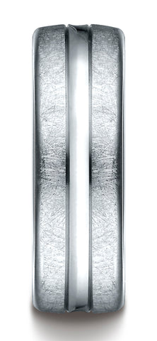 Benchmark-18K-White-Gold-7.5mm-Comfort-Fit-Swirled-Finish-Center-Convex-Cut-Design-Wedding-Band--Sz-4.5--CF71750618KW04.5