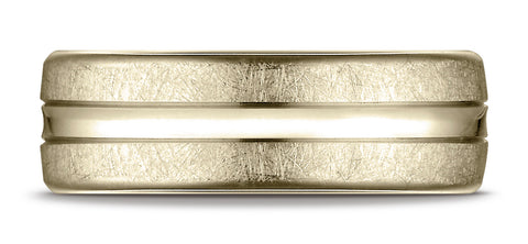 Benchmark-14K-Yellow-Gold-7.5mm-Comfort-Fit-Swirled-Finish-Center-Convex-Cut-Design-Wedding-Band--Size-4.25--CF71750614KY04.25