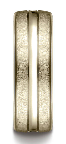 Benchmark-14K-Yellow-Gold-7.5mm-Comfort-Fit-Swirled-Finish-Center-Convex-Cut-Design-Wedding-Band-Sz-4.5--CF71750614KY04.5