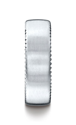 Benchmark-14K-White-Gold-7.5mm-Comfort-Fit-Satin-Finished-Rivet-Coin-Edging-Carved-Design-Band--Size-4.5--CF71752514KW04.5