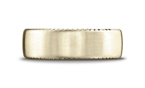 Benchmark-14K-Yellow-Gold-7.5mm-Comfort-Fit-Satin-Finished-Rivet-Coin-Edging-Carved-Design-Band--Size-4.25--CF71752514KY04.25