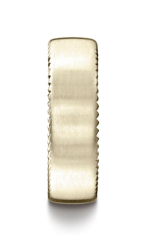 Benchmark-18K-Yellow-Gold-7.5mm-Comfort-Fit-Satin-Finished-Rivet-Coin-Edging-Carved-Design-Band--Sz-4.5--CF71752518KY04.5