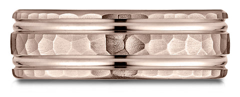 Benchmark-14k-Rose-Gold-7.5mm-Comfort-Fit-Hammered-Finish-Double-High-Polish-Cut-Design-Band--Size-4.25--CF71754314KR04.25