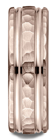 Benchmark-14k-Rose-Gold-7.5mm-Comfort-Fit-Hammered-Finish-Double-High-Polish-Cut-Design-Band--Size-4.5--CF71754314KR04.5