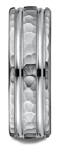 Benchmark-18k-White-Gold-7.5mm-Comfort-Fit-Hammered-Finish-Double-High-Polish-Cut-Design-Band--Size-4.5--CF71754318KW04.5