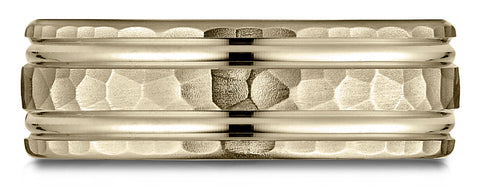 Benchmark-18k-Yellow-Gold-7.5mm-Comfort-Fit-Hammered-Finish-Double-High-Polish-Cut-Design-Band--Size-4.25--CF71754318KY04.25